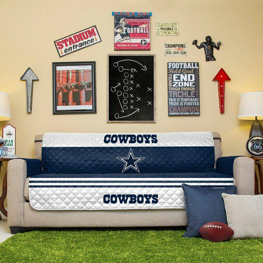 Pegasus Sports NFL Dallas Cowboys Furniture Protector with Elastic Straps, Sofa, Navy Blue