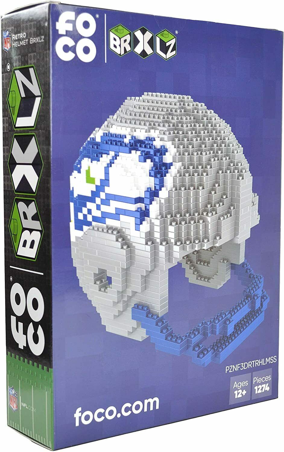 FOCO BRXLZ NFL Seattle Seahawks Retro Football Helmet 3-D Construction Toy