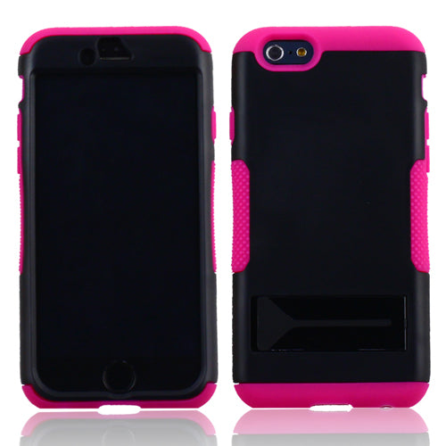 GSA Fusion Hybrid Kickstand Case For iPhone 6, 6S (4.7") - Black/Hot Pink