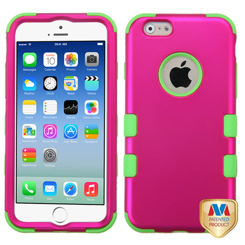 Asmyna Metallic TUFF Hybrid Case For iPhone 6, 6s (4.7") -Hot Pink/Electric Green