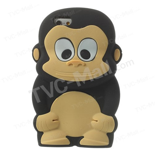 TVC Soft Silicone Rubber 3D Monkey Cartoon Case For iPhone 6 and 6s - Black/Tan