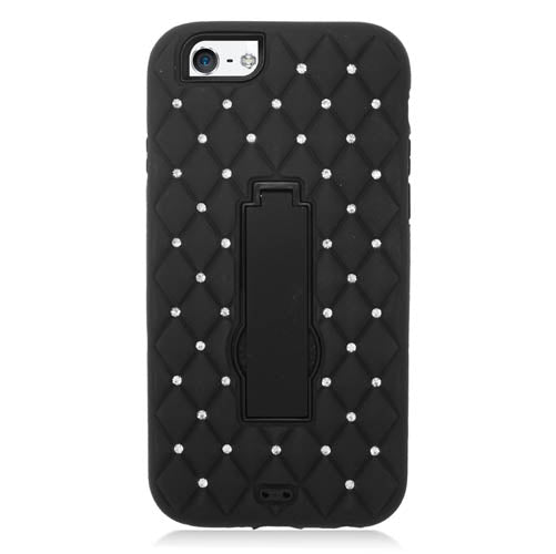 EagleCell Studded Bling Hybrid Kickstand Case For iPhone 6 and 6s (4.7") - Black