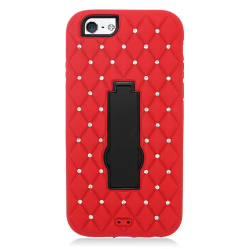 EagleCell Studded Bling Hybrid Case For iPhone 6 and 6s (4.7") - Red/Black