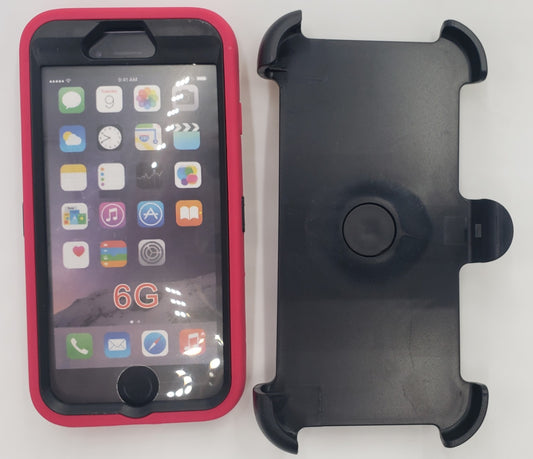 GSA Guardian Holster Case w/Screen Protector For iPhone 6, 6s (4.7") - Hot Pink/Black