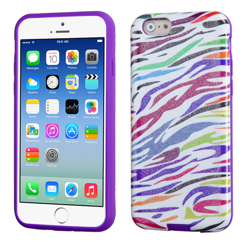 Mybat Advanced Armor Colorful Zebra Hybrid Case For iPhone 6, 6s (4.7") - Purple