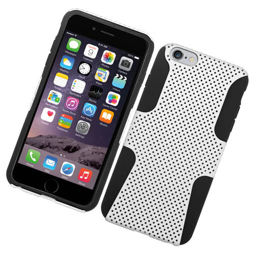 Eagle Cell Hybrid TPU Case for Apple iPhone 6 Plus - Retail Packaging - Black/White Net