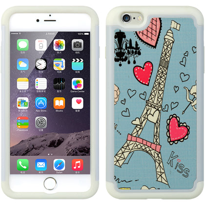 Dream Wireless APPLE IPHONE 6 PLUS HYBRID CASE WHITE SKIN WITH PC - - Carrying Case - Retail Packaging - HEARTS/EIFFEL TOWER
