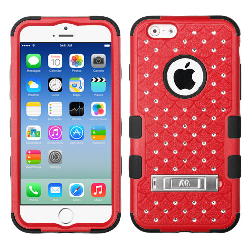Mybat Natural TUFF Bling Studded Hybrid Case For iPhone 6, 6s (4.7") - Red/Black