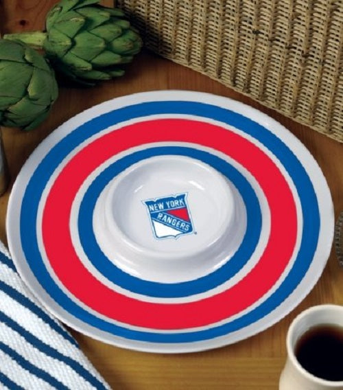 TNC NHL Licensed 14" Melamine Chips and Dip Platter - New York Rangers