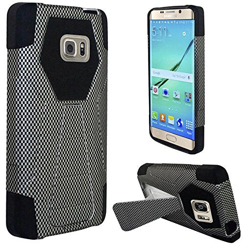 GSA Hexagon Hybrid Kickstand Case For Samsung Galaxy S7 Edge - Black/Silver