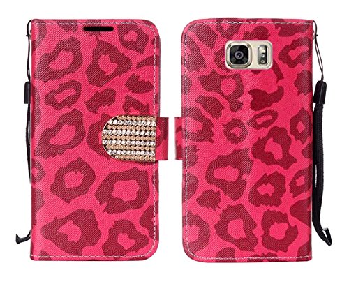GSA Leopard Flip Wallet Case For Samsung Galaxy S7 - Hot Pink