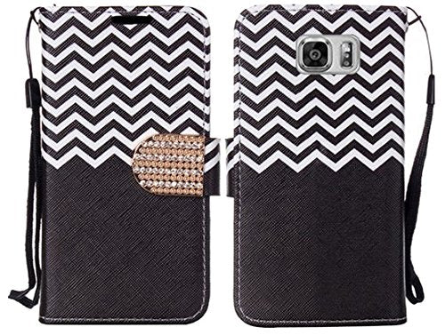 GSA Chevron Flip Wallet Case For Samsung Galaxy S7 - Black/White