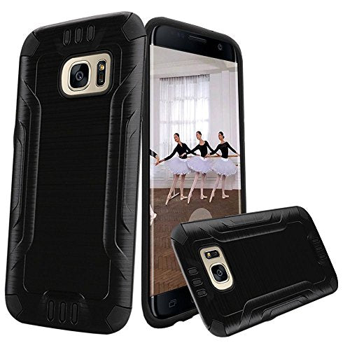 GSA Slim Armor Brushed Hybrid Case For Samsung Galaxy S7 Edge Black