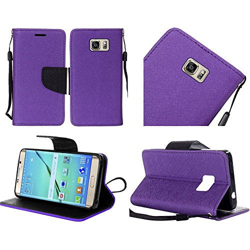 GSA Two-Tone Flip Wallet Case For Samsung Galaxy S7 Edge - Purple/Black