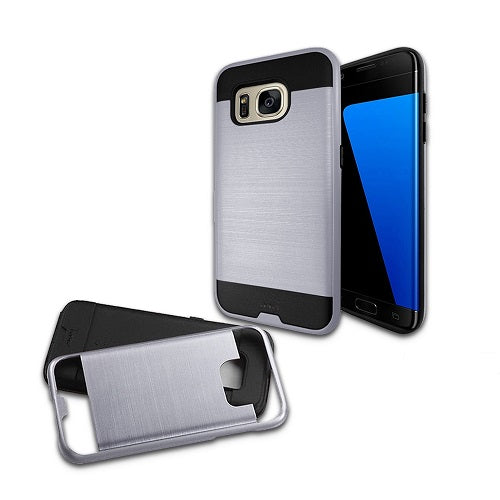 GSA Brushed Hybrid Armor Case For Samsung Galaxy S7 Edge - Gray/Black