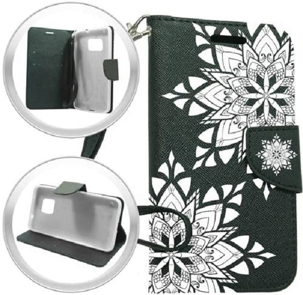GSA Mandala Flip Wallet For Samsung Galaxy S7 Edge G935 Black White