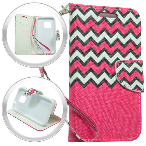 GSA Chevron Flip Wallet Case For Samsung Galaxy S7 Edge - Hot Pink