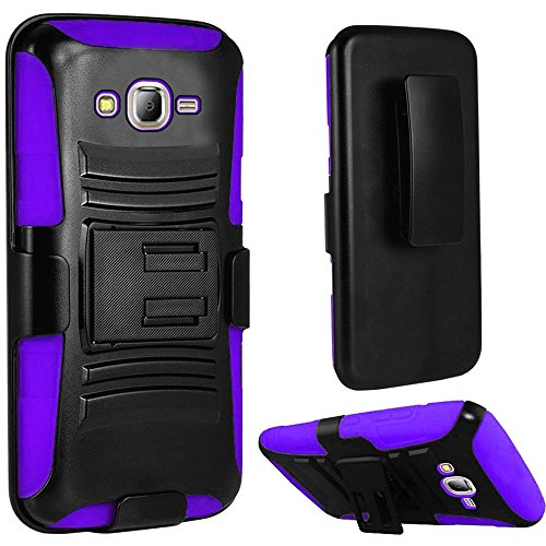 GSA Armor Hybrid Kickstand Case For Samsung Galaxy J7(2015),J700 - Black/Purple