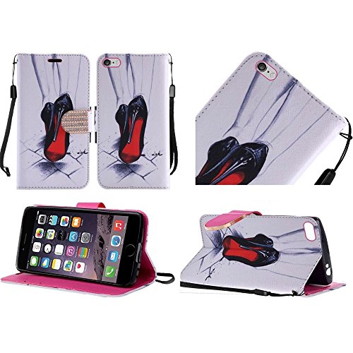 GSA High Heels Bling Belt Flip Wallet Case For iPhone 6 and 6s (4.7") - White