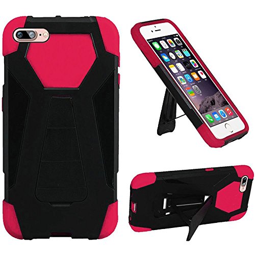 GSA Hexagon Hybrid Kickstand Case For iPhone SE (2022-20)/8/7/6/6s - Black/Hot Pink