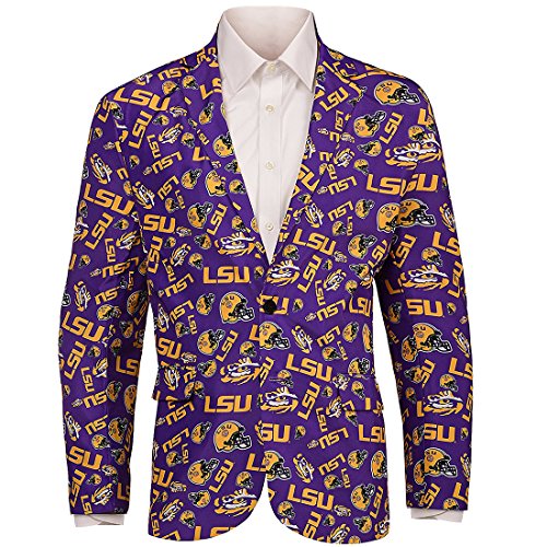 FOCO NCAA Licensed LSU Tigers Repeat Logo Ugly Business Jacket - Small