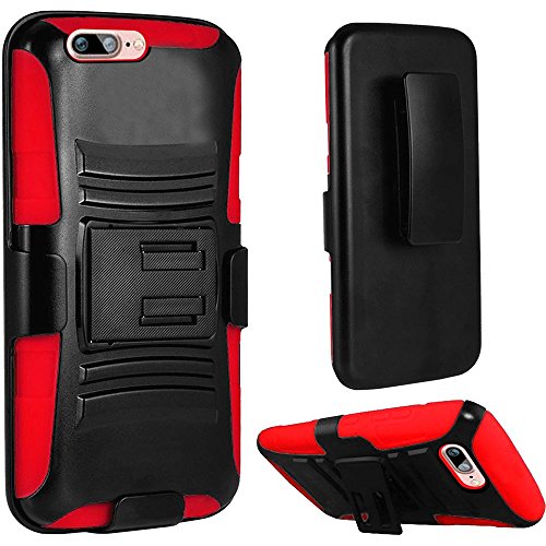 GSA Hybrid Kickstand Case w/Holster For iPhone 8 Plus/7 Plus - Black/Red