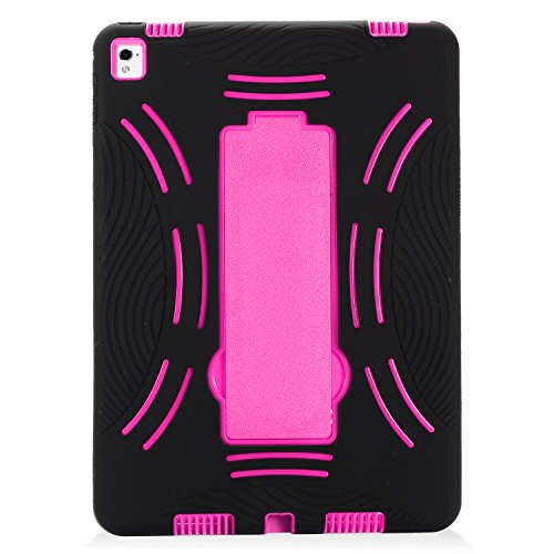 GSA Hybrid Case For Apple iPad Pro (9.7") A1673, A1674 & A1675, Black & Hot Pink