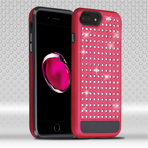 Asmyna Slim Bling Hybrid Case For iPhone 8 Plus, 7 Plus & 6 Plus (5.5")- Red & Black