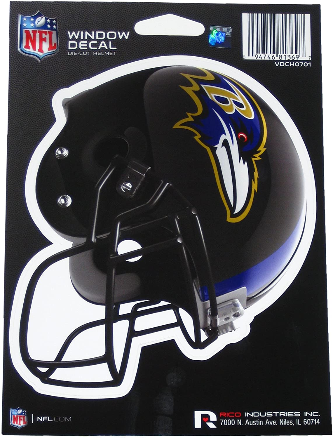 Rico NFL Officially Licensed Baltimore Ravens Die-Cut 6" Helmet Window Decal