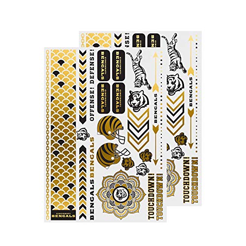 LittleEarth NFL Cincinnati Bengals Temporary Foil Tattoos Gold 2 Sheets