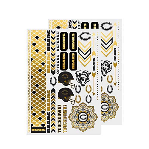 Little Earth NFL Chicago Bears Temporary Foil Tattoos 2 Sheets