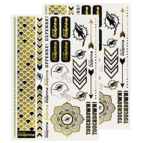 Little Earth NFL Miami Dolphins Temporary Foil Tattoos 2 Sheets