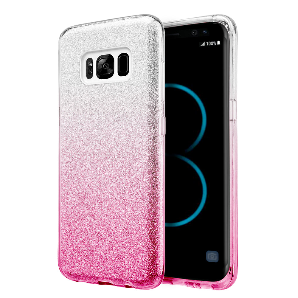GSA Gradient Glitter Candy Case For Samsung Galaxy S8 Plus - Silver/Pink