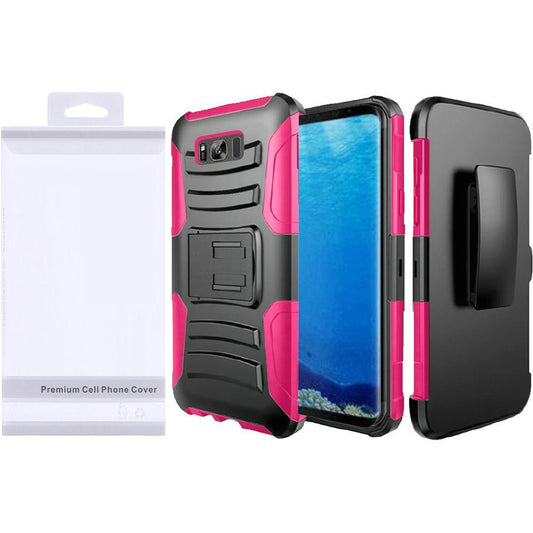 GSA Hybrid Kickstand Case Holster For Samsung Galaxy S8 Black, Hot Pink