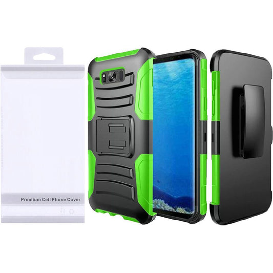 GSA Hybrid Kickstand Case Holster For Samsung Galaxy S8 Black, Neon Green