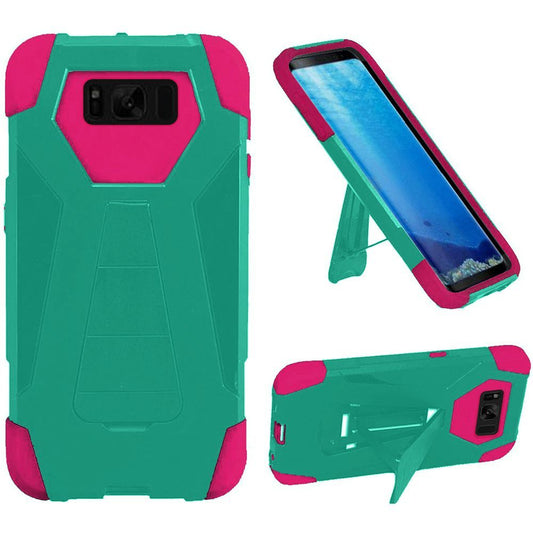 GSA Hexagon Hybrid Case For Samsung Galaxy S8 -Teal, Hot Pink