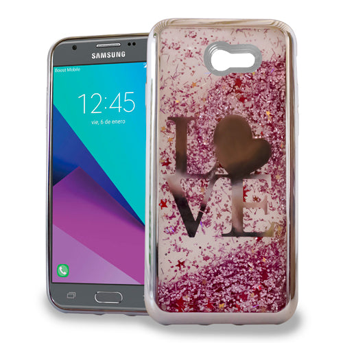 GSA Liquid Glitter Love Case For Samsung Galaxy J3 (2017), J327 Silver Pink