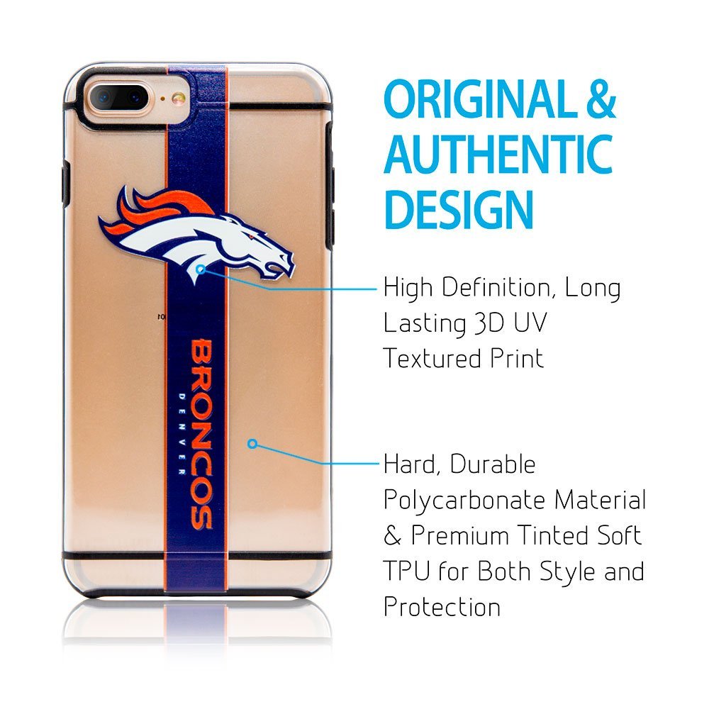 FOCO NFL Denver Broncos Hydro Clear Case for iPhone 8+, 7+, 6+ & 6S+(5.5")