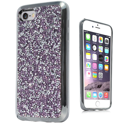GSA Rock Bling Candy Case For iPhone SE (2022-20), 8, 7, 6S (4.7") Purple Silver