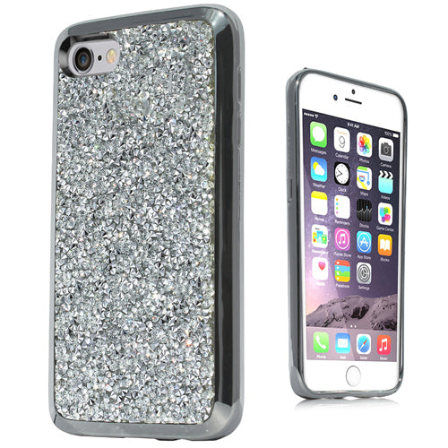 GSA Rock Bling Candy Case For iPhone SE (2022-20), 8, 7, 6, 6s, (4.7") Silver