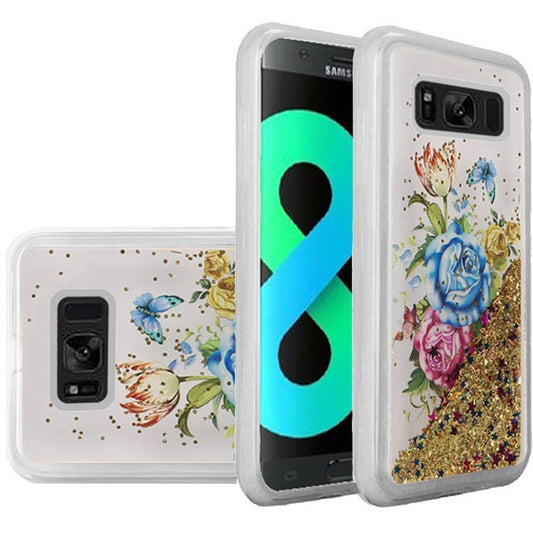 GSA Liquid Glitter Antique Flower Candy Case For Samsung Galaxy S8 Plus