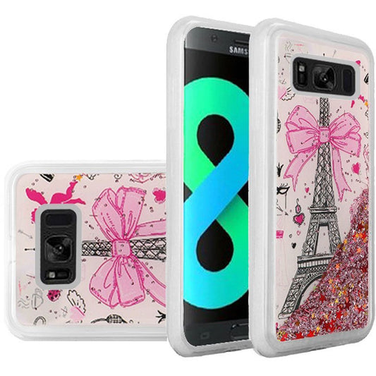 GSA Liquid Glitter Eiffel Tower Candy Case For Samsung Galaxy S8 Plus - Pink