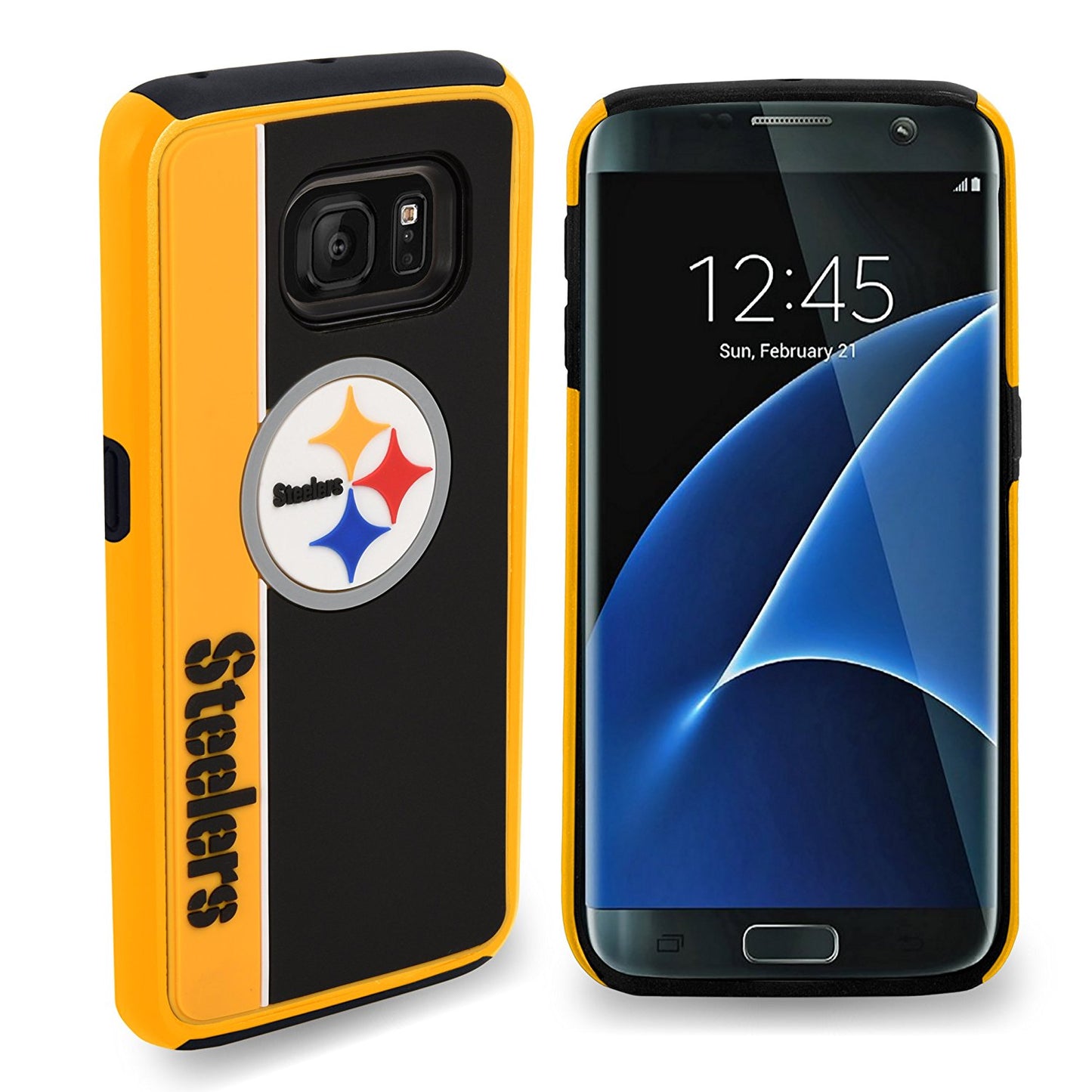 FOCO NFL Pittsburgh Steelers Bold Hybrid Case for Samsung Galaxy S8 Plus