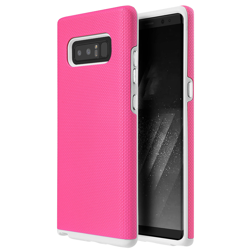 DW Dual Layer Hybrid PC/TPU Rubber Case For Samsung Galaxy Note 8, Pink Gray