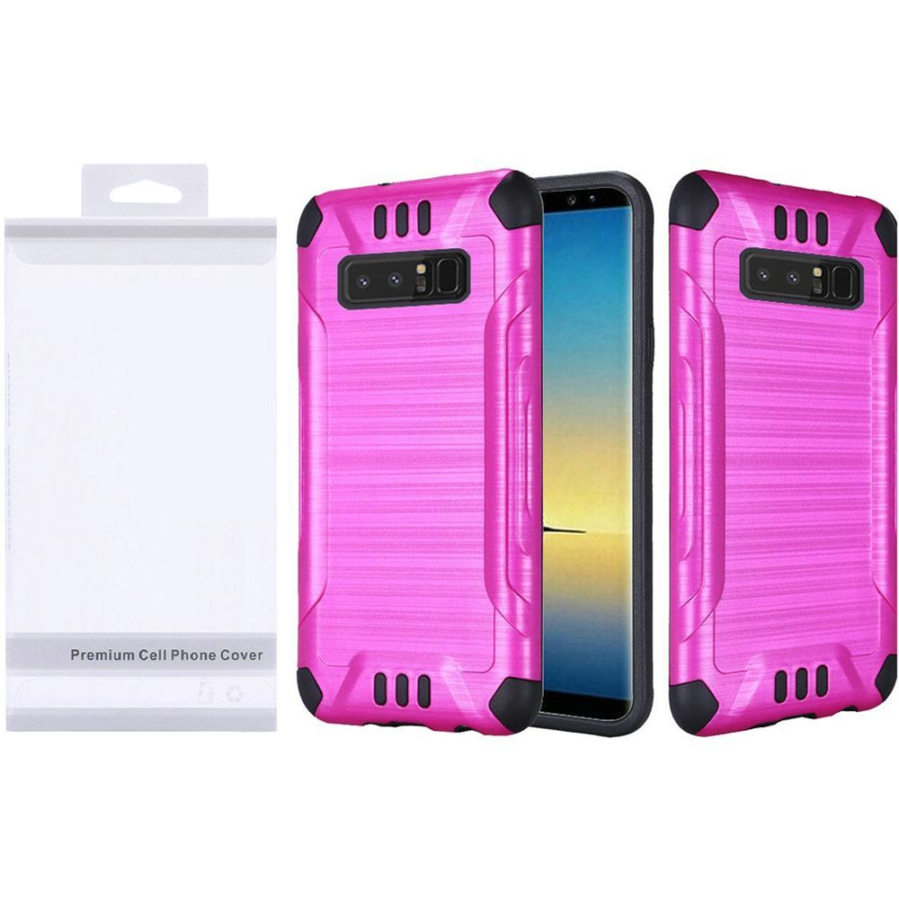 GSA Slim Armor Brushed Hybrid Case For Samsung Galaxy Note 8 - Hot Pink