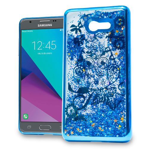 GSA Liquid Glitter Owl Candy Case For Samsung Galaxy J3 (2017), J327 - Blue