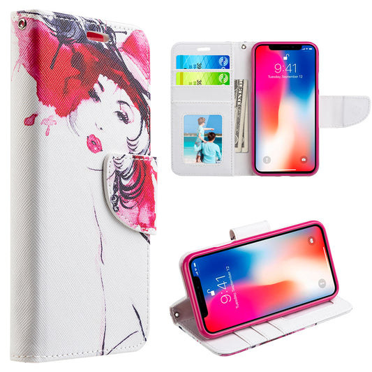 GSA Haute Couture Folio Flip Wallet Case for Apple iPhone X, XS (5.8")