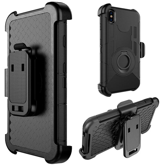 GSA Hybrid Holster Kickstand Case For Apple iPhone X, XS (5.8") - Black
