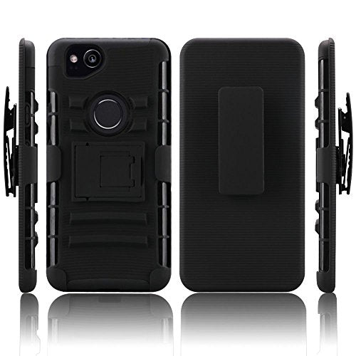 GSA Rubberized Kickstand Case w/Holster For Google Pixel 2 - Black
