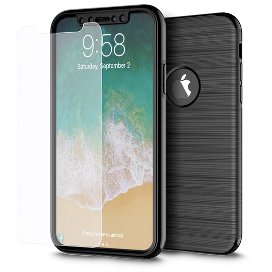 GSA Hybrid Case W/PC Frame & Screen Protector For iPhone X, XS (5.8") Black